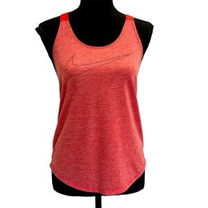 Nike orange lasercut perforated swoosh logo loose fit tank top Sz XS